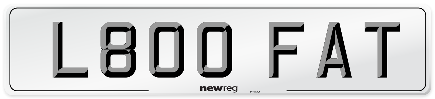 L800 FAT Number Plate from New Reg